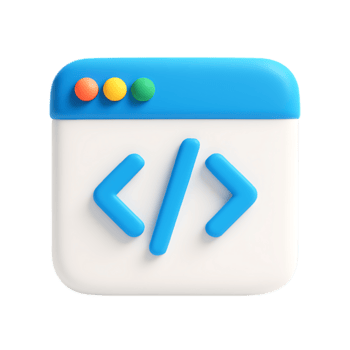 uma 3d ícone do uma rede navegador janela com código símbolos, isolado em transparente fundo png