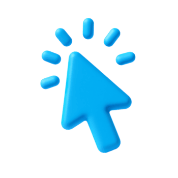 A blue 3d cursor icon with click effect, isolated on transparent background png