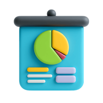 3d render of a colorful presentation board isolated on transparent background png