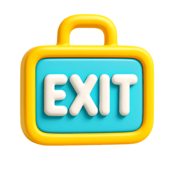 amarelo e azul 3d Saída placa isolado em transparente fundo png