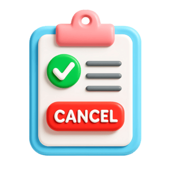 3d återges Urklipp ikon isolerat på transparent bakgrund, som visar checklista, bock, och röd annullera knapp png