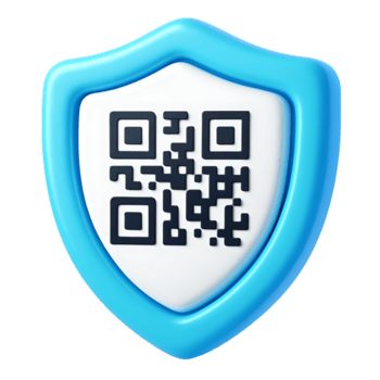 en 3d tolkning av en blå skydda med en qr koda isolerat på transparent bakgrund png