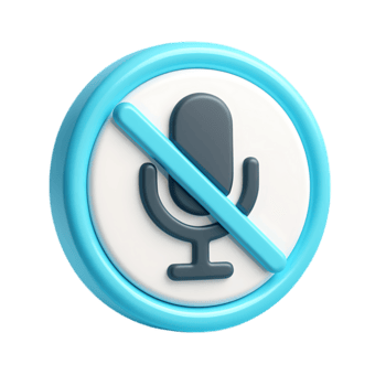 A round mute button icon with a microphone symbol, isolated on transparent background png