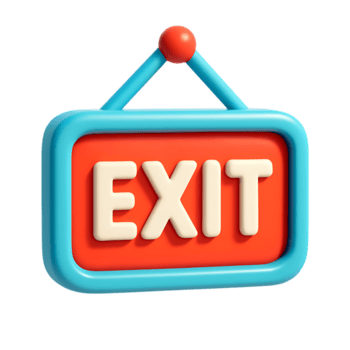 uma vermelho e azul 3d Saída sinal, isolado em transparente fundo png