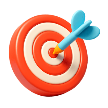 un' 3d rendere di un' dardo colpire il bullseye di un' obbiettivo, isolato su trasparente sfondo png