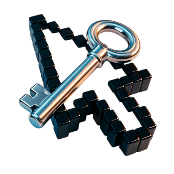 zilver sleutel Aan pixel cursor geïsoleerd Aan transparant achtergrond png