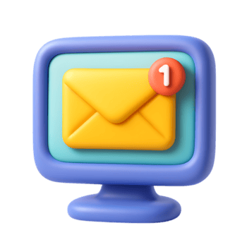 un' 3d interpretazione di un e-mail icona su un' computer schermo, isolato su trasparente sfondo png