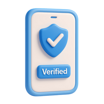 A 3d rendering of a smartphone with a blue shield and checkmark, isolated on transparent background png