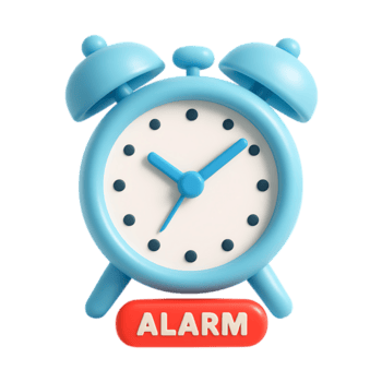 un' 3d interpretazione di un' blu allarme orologio con un' rosso allarme pulsante, isolato su trasparente sfondo png