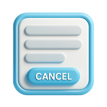 un' blu piazza pulsante con tre ingresso i campi e un' Annulla pulsante, isolato su trasparente sfondo png