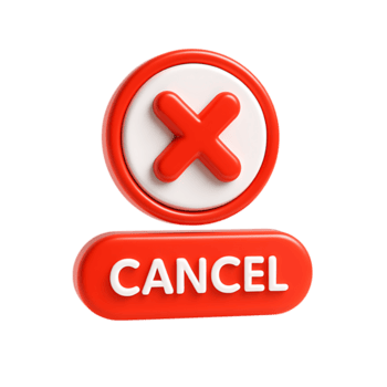 rojo 3d cancelar botón con un X icono aislado en transparente antecedentes png