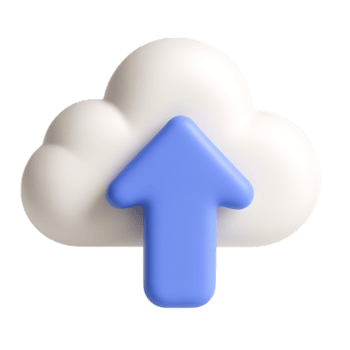 un' 3d interpretazione di un' blu caricare freccia dentro un' bianca nube, isolato su trasparente sfondo png