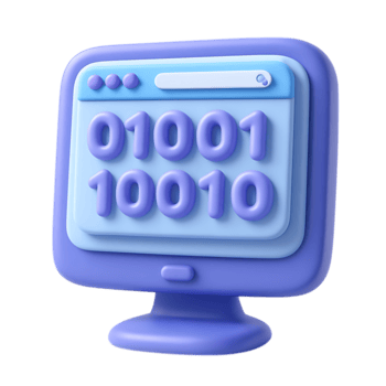 uma 3d computador monitor exibindo binário código isolado em transparente fundo png