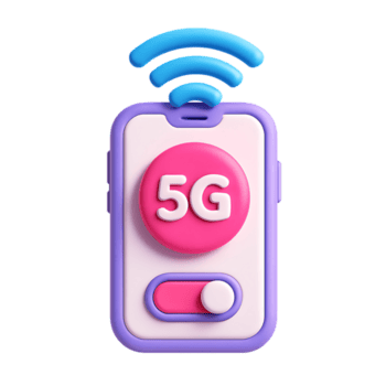 en 3d framställa av en smartphone visning 5g anslutning, isolerat på transparent bakgrund png