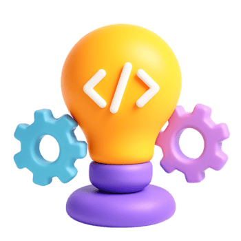 en 3d återges glödlampa med koda och kugghjul isolerat på transparent bakgrund png