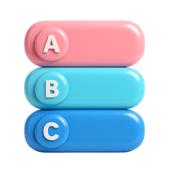 tre color pastello pulsanti etichettato un, b, e c, isolato su trasparente sfondo png