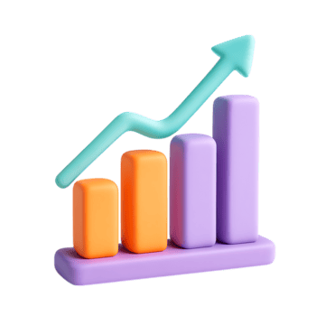 un' 3d rendere di un' bar grafico mostrando verso l'alto crescita isolato su trasparente sfondo png