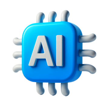 une 3d rendre de un ai puce électronique icône, isolé sur transparent Contexte png