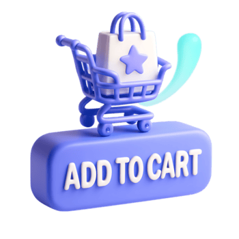 uma 3d Renderização do uma compras carrinho com uma saco e adicionar para carrinho botão, isolado em transparente fundo png