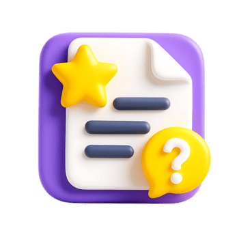 een 3d geven van een document icoon met een ster en vraag Mark geïsoleerd Aan transparant achtergrond png