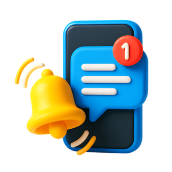 en 3d tolkning av en smartphone underrättelse ikon isolerat på transparent bakgrund png