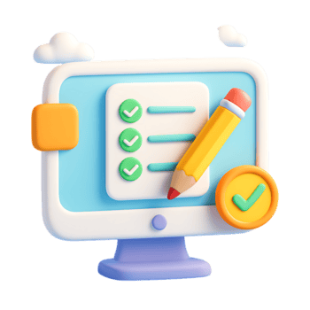 en 3d checklista ikon på en dator skärm, isolerat på transparent bakgrund png