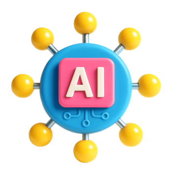 une 3d le rendu de un ai réseau icône isolé sur transparent Contexte png