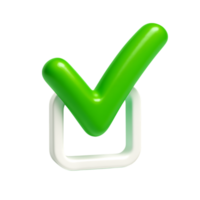 uma 3d verde Verifica marca dentro uma branco quadrado, isolado em transparente fundo png