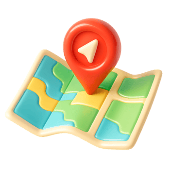 un 3d hacer de un mapa con un rojo ubicación alfiler, aislado en transparente antecedentes png