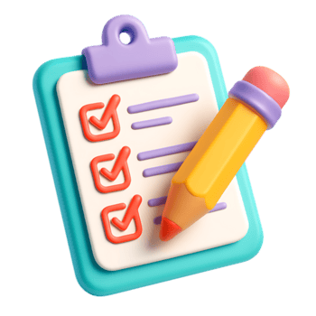 3d framställa av en checklista på en Urklipp med en penna, isolerat på transparent bakgrund png