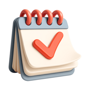 en 3d tolkning av en kalender ikon med en kolla upp märke, isolerat på transparent bakgrund png