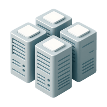 Isometric 3d render of a server cluster isolated on transparent background png