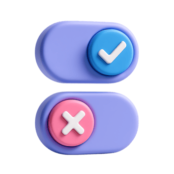 3d wisselen schakelaar met controleren en X merken geïsoleerd Aan transparant achtergrond png