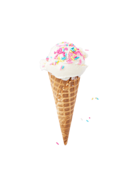 een verfrissend vanille ijs room ijshoorntje geïsoleerd Aan transparant achtergrond is bekroond met levendig hagelslag, creëren een verrukkelijk en visueel aantrekkelijk toetje voor een heet dag png