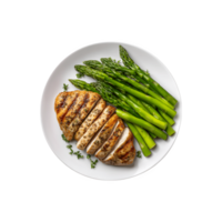 aromatisch gegrillt Hähnchen mit gegrillt Spargel, isoliert auf transparent Hintergrund png