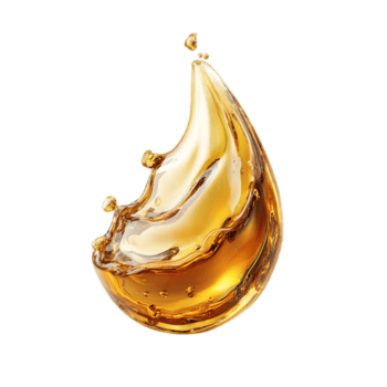 Golden liquid splash isolated dynamic flow droplet design element png