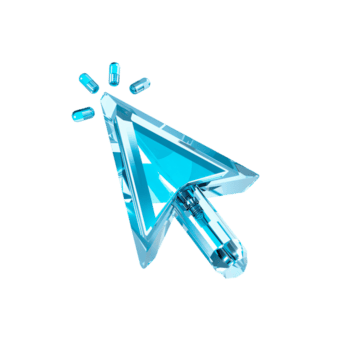 Luminous crystalline cursor hovering in digital space emphasizing innovative technology with png