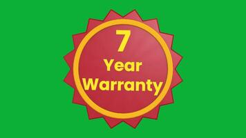 7 år garanti 3d text animering med slät rotation på grön skärm bakgrund video