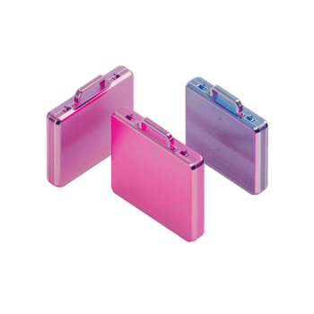 cromatico valigette schierato su pianura vuoto spazio con futuristico riflessivo rendering png