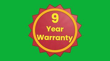 9 år garanti 3d text animering med slät rotation på grön skärm bakgrund video