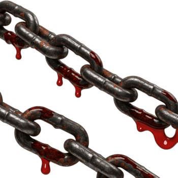 Rusty chain dripping with ominous blood, creating a chilling and disturbing visual concept png