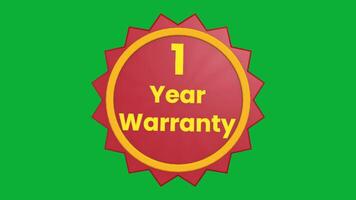 1 år garanti 3d text animering med slät rotation på grön skärm bakgrund video