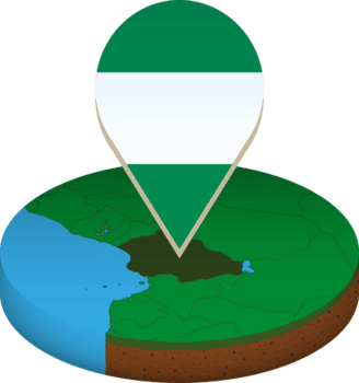 isométrico volta mapa do Nigéria com bandeira. png
