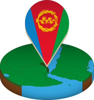 isometrisch runden Karte von eritrea mit Flagge. png