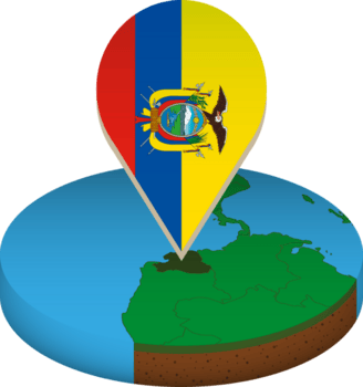 isométrico volta mapa do Equador com bandeira. png