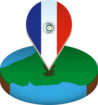 isométrico volta mapa do Paraguai com bandeira. png