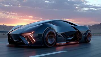 das futuristisch Auto ist Fahren auf das Straße video