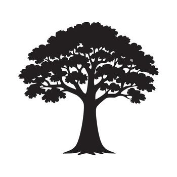 tree silhouette isolated on a white background with leaves and branches design. vector