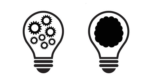 Ignite innovation with lightbulb gears, brainstorming ideas for progress and creative problem solving now vector