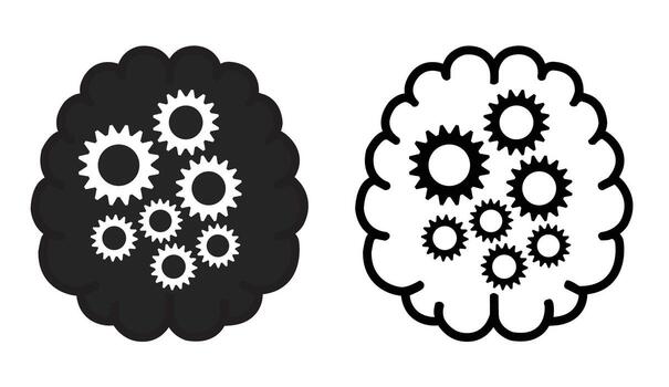 Brainstorming session showing creative thinking and problem solving with gears turning inside mind vector